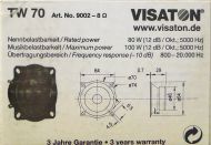 Visaton TW70 tweeter 7cm 8 ohm 80W