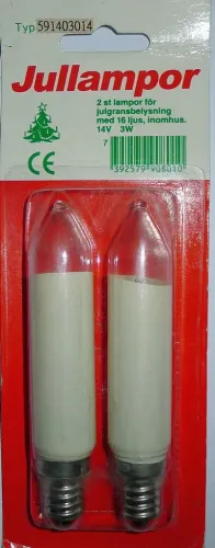 14V 3W E14 kaarsje met witte schacht 20x107 (per 2 stuks)